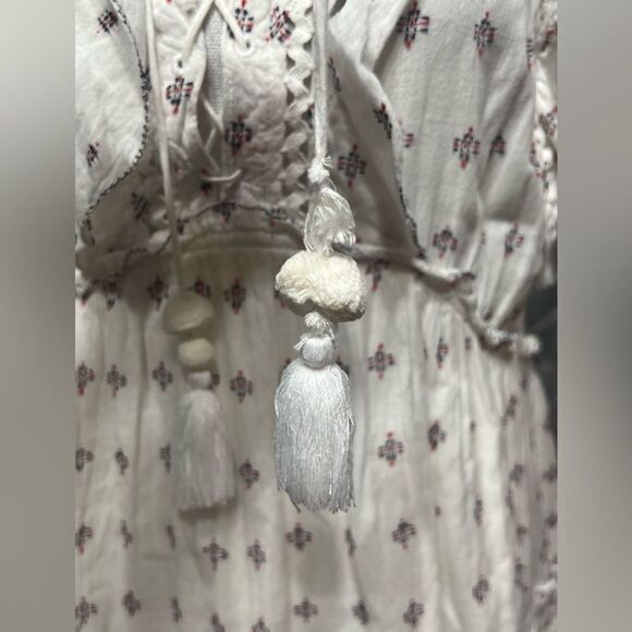 Sea NY Colette A-Line Dress White Ruffled Embroidered Size 6 - Picture 7 of 7